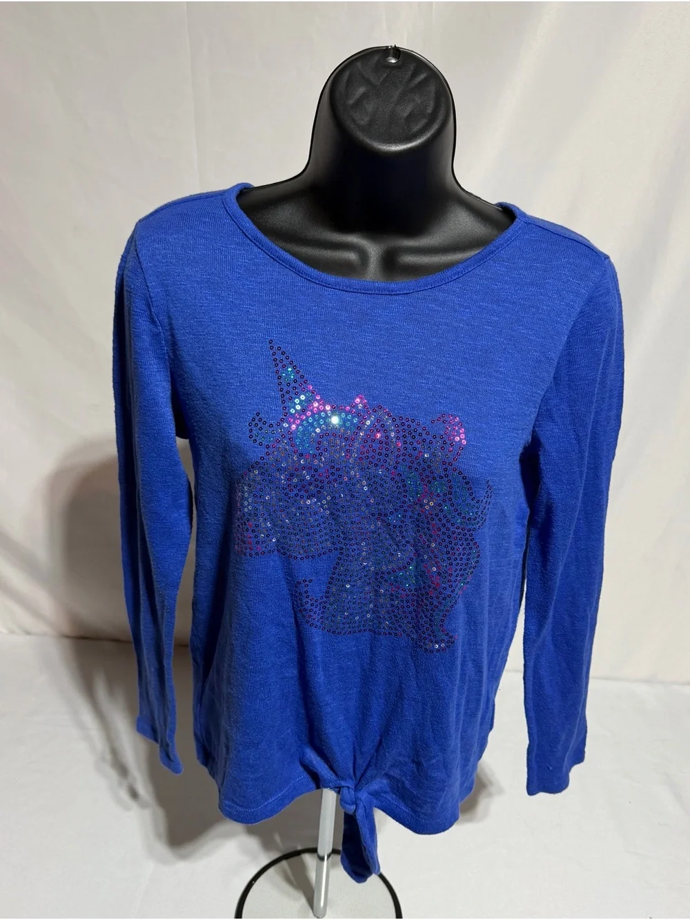 Children’s Place Girls Sequin Unicorn Tie Front Top Size 14 Blue